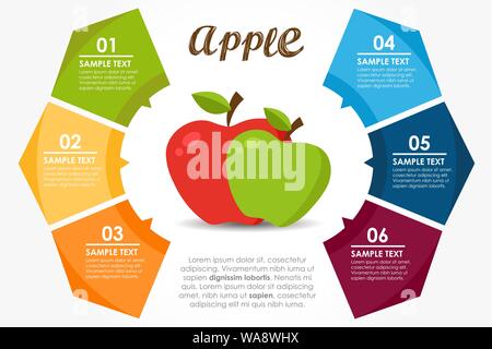 Vorlage Früchte ernährungsphysiologischen Eigenschaften. Apple Kreis Infografik. Vector Illustration Stock Vektor