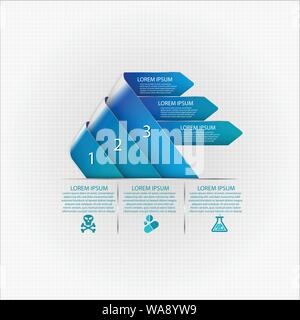 Medizinische Infografik mit einem Dreieck falten und mit Platz für eigenen Text auf hellem Hintergrund platziert Stock Vektor