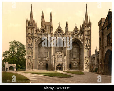 Kathedrale, Westseite, Peterborough, England; Teil: Blick auf den Britischen Inseln, in der Photochrom print Collection.; mehr Informationen über die Photochrom Print Collection an Http://hdl.loc.gov/loc.pnp/pp.pgz; Drucken Nr. verfügbar ist 10815.; Titel von den Detroit Publishing Co., Katalog J - Ausland abschnitt, Detroit, Mich.: Detroit Publishing Company, 1905. Stockfoto