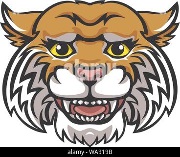 Wildcat Maskottchen niedliche Happy Zeichentrickfigur Stock Vektor