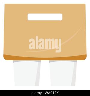 Warme Getränke Tasse und Halter auf weißem Hintergrund Vector Flat Style Verpackung mit cups Abbildung isoliert Stock Vektor