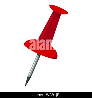 Rot push Büro pin Symbol auf weißem Hintergrund. Vector Illustration von Office befestigen Sie die Schaltfläche Anmelden. Stock Vektor