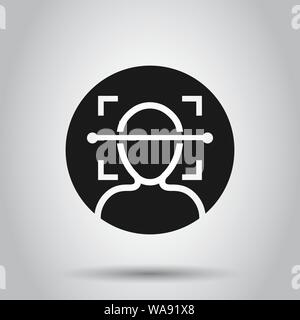 Gesicht Symbol im flachen Stil. Gesichtsbehandlung id Vector Illustration auf isolierte Hintergrund. Identifizierung Algorithmus Geschäftskonzept. Stock Vektor