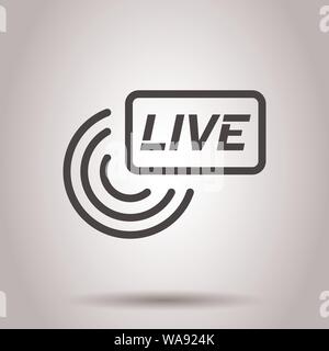 Live broadcast Symbol im flachen Stil. Antenne Vector Illustration auf isolierte Hintergrund. On Air Business Konzept. Stock Vektor