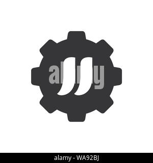 Alphabet JJ kombiniert mit Zahnrad, Vector Logo Icon Design, Schwarz und Weiß Abbildung: Stock Vektor