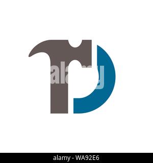 Buchstabe d, Hammer, Reparatur, Renovierung Logo. Logo Design Inspiration Stock Vektor