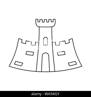 Line Art schwarze und weiße Märchenschloss Stock Vektor
