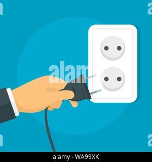 Stecker Konzept Banner. Flache Darstellung der Plug vektor Konzept Banner für Web Design Stock Vektor