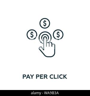 Symbol für „Pay per Click“-Vektorsymbol. Kreative Zeichen aus Werbung Icons Sammlung. Gefülltes Flat Pay per Click-Symbol für Computer und Handy Stock Vektor