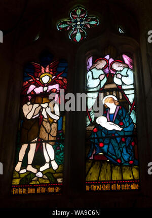 West Fenster Glasmalerei, St. Martin von Tours Kirche, Lyndon, Rutland, England, Großbritannien Stockfoto