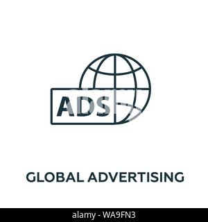 Symbol für das Vektorsymbol für globale Werbung. Kreative Zeichen aus Werbung Icons Sammlung. Gefüllt flach Global Advertising Symbol für Computer und mobile Stock Vektor