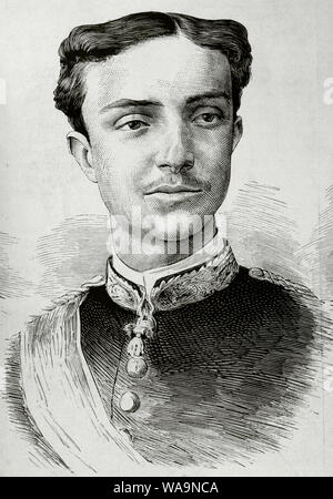 Alfonso XII (1857-1885). König von Spanien (1874-1885). Porträt. Gravur. La Ilustracion Española y Americana, 22. März 1876. Stockfoto