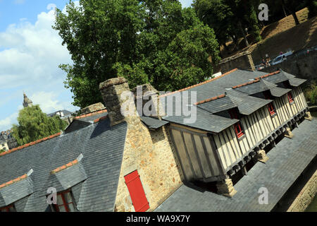 Waschhaus - Lavoirs de la Garenne neben La Marle Fluss von der Rue Porte Poterne, Vannes, Morbihan, Bretagne, Frankreich Stockfoto