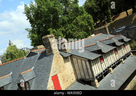 Waschhaus - Lavoirs de la Garenne neben La Marle Fluss von der Rue Porte Poterne, Vannes, Morbihan, Bretagne, Frankreich Stockfoto