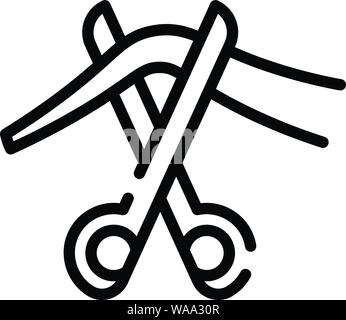 Schere schneiden Bandsymbol, outline Style Stock Vektor