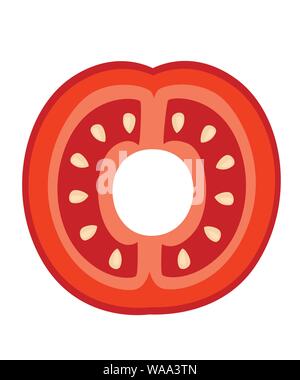 Pflanzliche Buchstabe O Tomate Stil Cartoon Gemüse design Flachbild Vector Illustration auf weißem Hintergrund. Stock Vektor