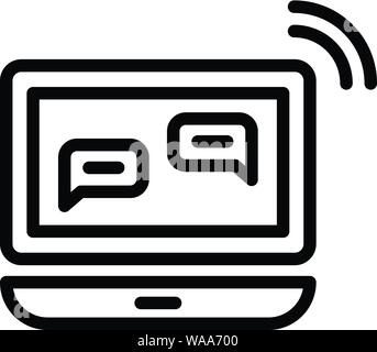 Laptop chat blasen Symbol, outline Style Stock Vektor