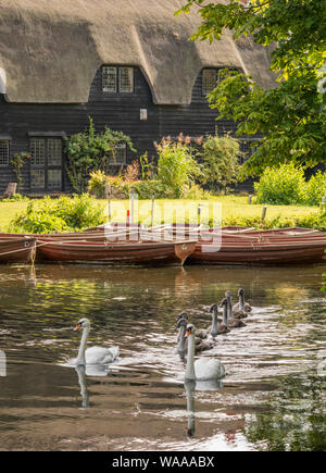 Rudern Boote auf dem Fluss Stour, des National Trust Flatford Mill, berühmt durch den Künstler John Constable 1776-1941, Suffolk, England, Großbritannien Stockfoto