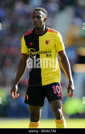 DANNY WELBECK FC WATFORD FC Everton V FC Watford, Premier League Goodison Park, Everton, ENGLAND, 17. August 2019 GBD 14843 streng redaktionelle Verwendung. Wenn der Spieler/Spieler in diesem Bild dargestellt ist/Spielen für einen englischen Club oder das England National Team. Dann ist dieses Bild darf nur für redaktionelle Zwecke verwendet werden. Keine kommerzielle Nutzung. Folgende Verwendungen sind auch dann eingeschränkt, wenn in einem redaktionellen Kontext: Verwendung in Verbindung mit oder als Teil eines nicht autorisierten Audio-, Video-, Daten-, Spielpläne, Verein/liga Logos, Wetten, Spiele oder eine "Live"-Diensten. Auch eingeschränkt sind Usa Stockfoto