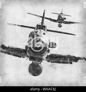 Die Messerschmitt Bf 109 ist ein deutsches Jagdflugzeug aus dem Zweiten Weltkrieg, das, zusammen mit der Focke-Wulf Fw 190, das Rückgrat der Luftwaffe Stockfoto