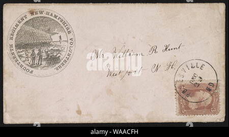 Bürgerkrieg Umschlag mit Emblem des 14 New Hampshire Infanterieregiments Stockfoto