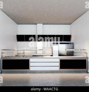 Leer Essen stand ohne Anbieter Logo und Namen in der Food Hall, Template, 3D-Rendering, 3D-Darstellung Stockfoto