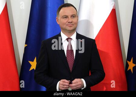 April 16, 2019 Warschau, Polen. Im Bild: Präsident von Polen Andrzej Duda Stockfoto