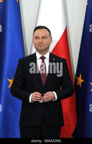 April 16, 2019 Warschau, Polen. Im Bild: Präsident der Republik Polen Andrzej Duda Stockfoto