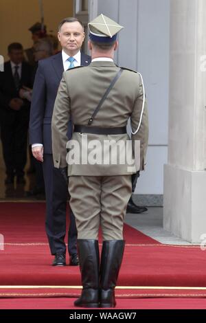 Juni 28, 2019 Warschau, Polen. Präsident Andrzej Duda und die erste Dame Agata Duda einladende Japan Krone Prinz Akishino und Krone Prinzessin Kiko. Im Bild: Präsident Andrzej Duda Stockfoto