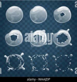 Bubble sprite Animation. Cartoon bubbly Explosion Effekt Prozess, Vektor Seife ball Puff platzen Animator frames Stock Vektor