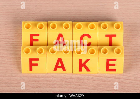 FAKT-FAKE. Das Wort, von dem Kinder Designer. Stockfoto