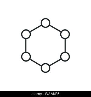 Hexagon lineare Gemeinschaft Symbol. Netzwerk oder Organisation Konzept für Websites und mobile minimalistisch flache Bauform. Vektor illustraton isoliert. Arbeiten Stock Vektor
