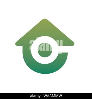 Home Mit Lupe Logo, Anfangsbuchstabe C kombiniert mit Home Symbol Stock Vektor