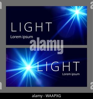 Moderne abstrakte horisontale Banner Set. Reliastische Lichtreflexe. Futuristisches Design. Stock Vektor