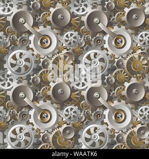 Getriebe und Zahnräder nahtlose Maschine Hintergrund Stock Vektor