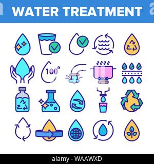 Farbe Wasseraufbereitung Zeichen Icons Set Vector Stock Vektor