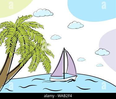 Sommerzeit-Doodle-Karte. 10 EPS-Vektor-Illustration ohne Transparenz. Stock Vektor