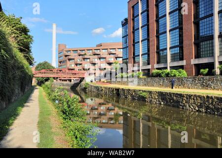 Washington DC, die Hauptstadt der USA. Post-Industrial Canal Park in Georgetown Viertel. Stockfoto