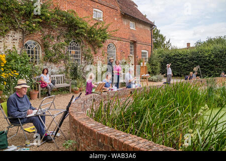 Künstler Malerei an der National Trust Flatford Mill, berühmt durch den Künstler John Constable 1776-1941, Suffolk, England, Großbritannien Stockfoto