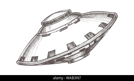 Ufo Unbekanntes Flugobjekt monochromen Vector Stock Vektor