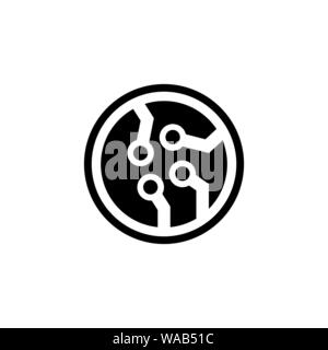 Microchip, Mikroprozessor, Microscheme. Flache Vektor Icon Abbildung. Einfach schwarzes Symbol auf weißem Hintergrund. Microchip, Mikroprozessor Microscheme Stock Vektor