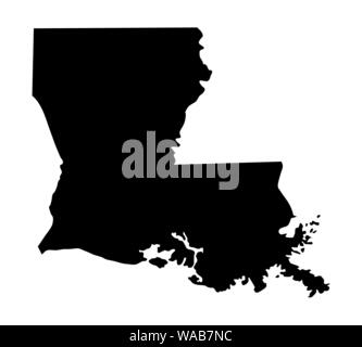 Louisiana dunkle Silhouette Karte auf weißem Hintergrund Stock Vektor