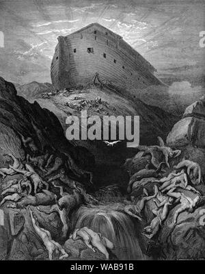 Gustave Doré, eine Taube ist Sandte von der Arche Noahs Arche Gravur, 1866 Stockfoto