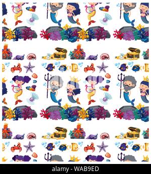 Nahtlose Hintergrund Design mit meerjungfrauen Unterwasser Abbildung Stock Vektor