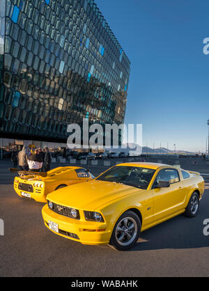 Mustang auf Anzeige, Independence Day, Reykjavik, Island Stockfoto