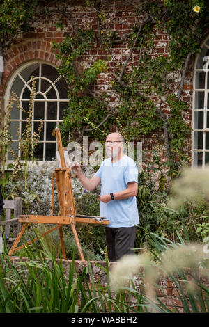 Künstler Malerei an der National Trust Flatford Mill, berühmt durch den Künstler John Constable 1776-1941, Suffolk, England, Großbritannien Stockfoto