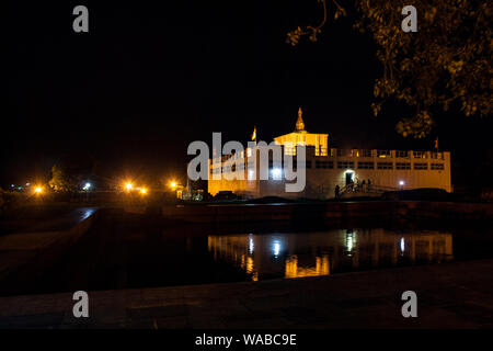 Nacht Mayadevi Tempel, Lumbini, Nepal Stockfoto