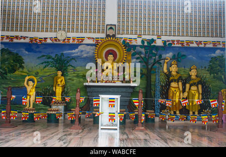 Innenräume des Klosters in Lumbini, Nepal. Stockfoto