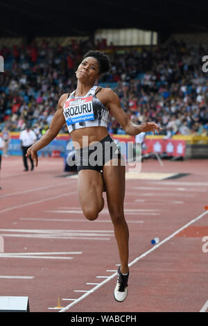 Birmingham. UK.. 18. August 2019. Abigail Irozuru (GBR) in Aktion im Weitsprung der Frauen an der Muller Grand Prix. IAAF Diamond League Athletik. Alexander Stadium. Birmingham Stockfoto