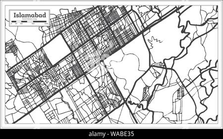 Islamabad in Pakistan Stadtplan in Schwarz und Weiß. Vector Illustration. Übersichtskarte. Stock Vektor